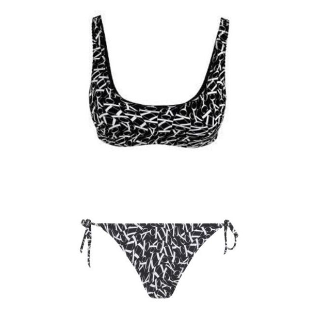 Calvin Klein Bralette Print String Side Tie Bikini Set