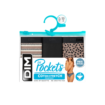 Dim Les Pockets Pack Of 3 Briefs Savannah Patterns In Black