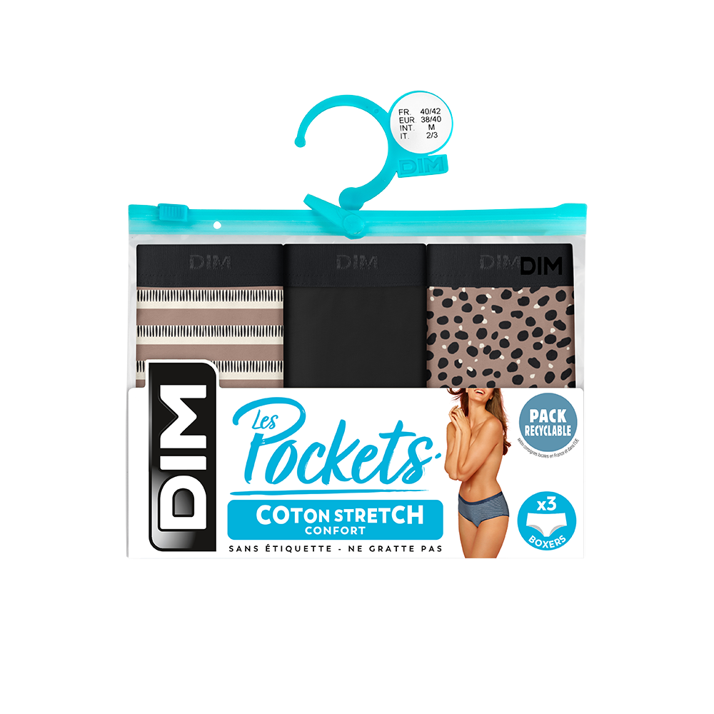 Dim Les Pockets Pack Of 3 Panties Savannah Patterns In Black