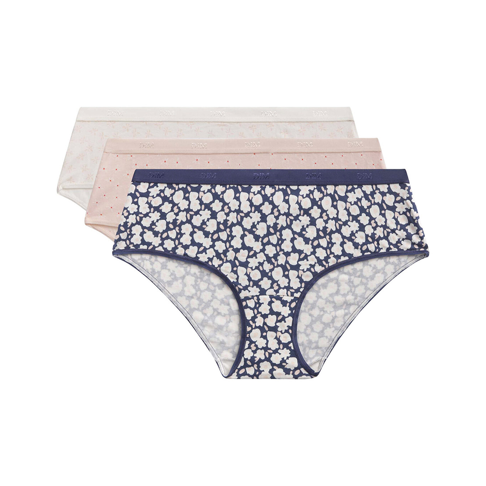 Dim Les Pockets Pack Of 3 Panties Floral Patterns In Pink