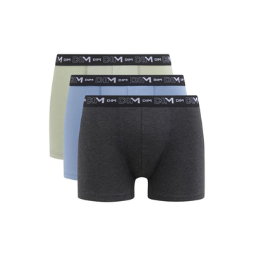 Dim Pack Of 3 Men'S Boxers Pistachio Cornflower Black Heather Dim Coton Stretch