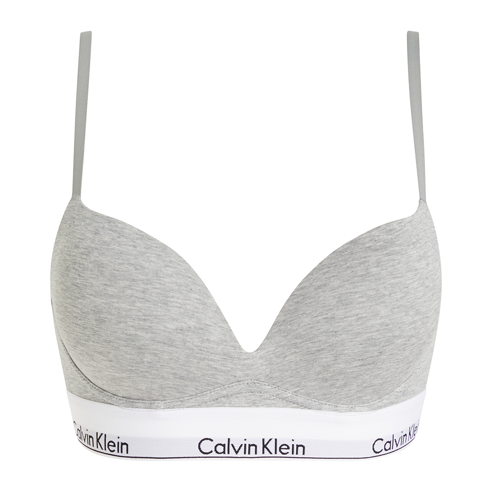 Calvin Klein Icon Cotton Modal Push-Up Plunge Bra Grey