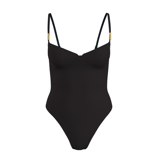 Calvin Klein Adjustable Black Shoulder Straps Balconette Women's One-Piece Swimsuit