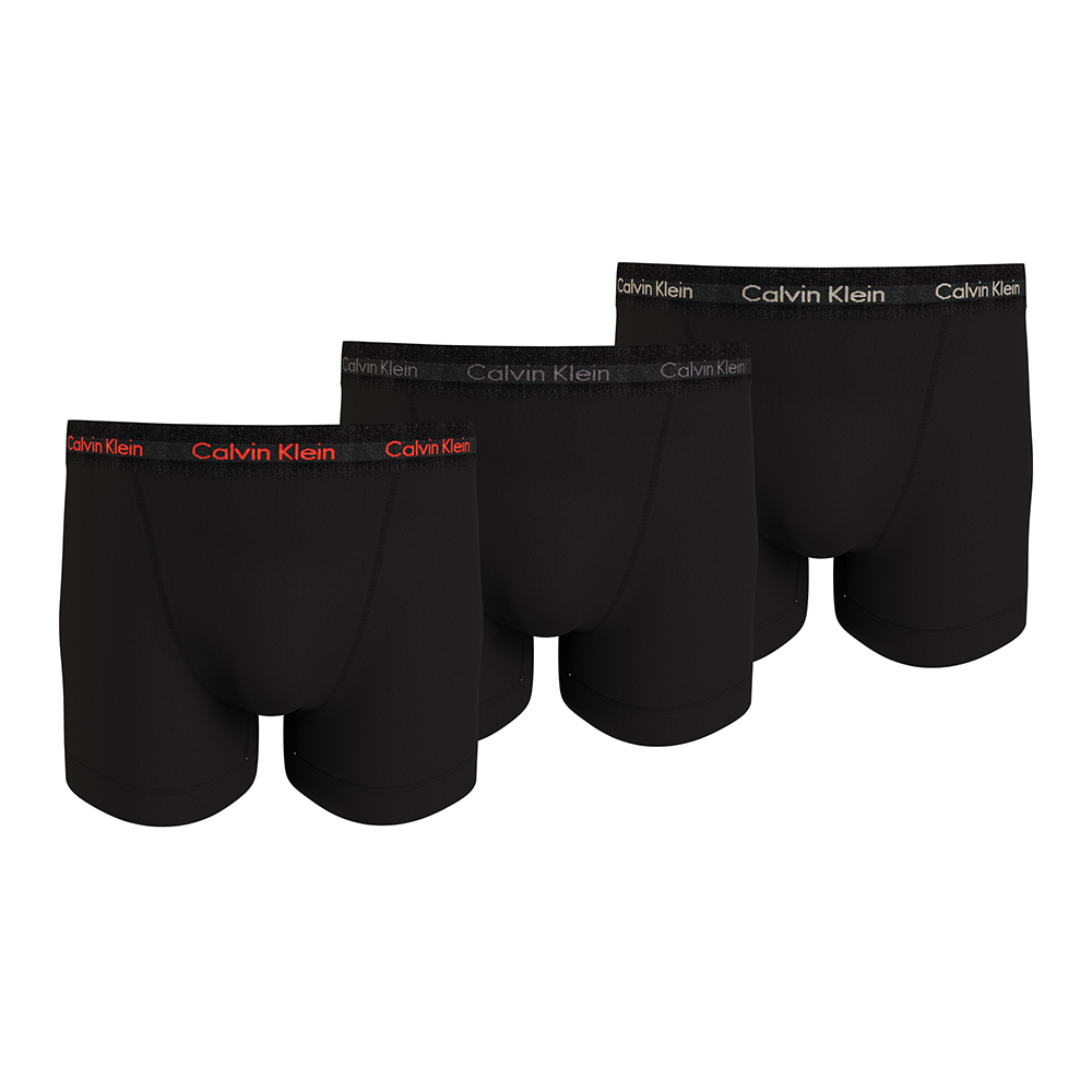 Calvin Klein Cotton Stretch 3-Pack Trunks All Black Pink/White/Grey Logo