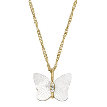 Fossil Sutton Radiant Wings White Mother-of-Pearl Butterfly Chain Necklace