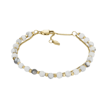 Fossil All Stacked Up Howlite Chain Beaded Bracelet