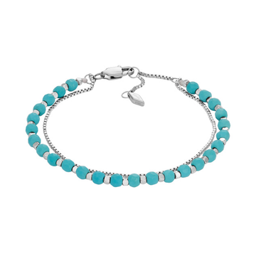 Fossil All Stacked Up Reconstituted Turquoise Chain Beaded Bracelet