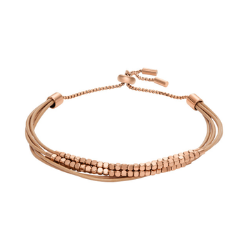 Fossil All Stacked Up Brown Leather Chain Bracelet