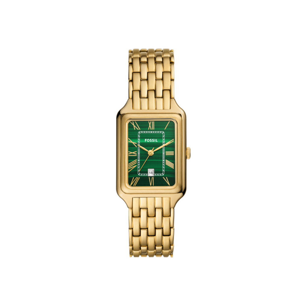 Fossil Raquel Three-Hand Date Gold-Tone and Green Dial Stainless Steel Watch