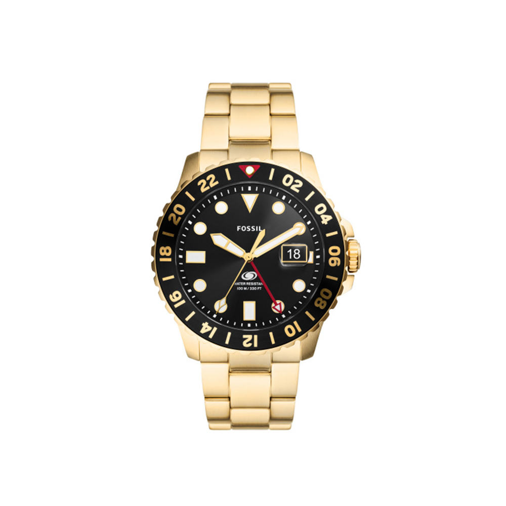 Fossil Blue GMT Gold-Tone Stainless Steel Watch