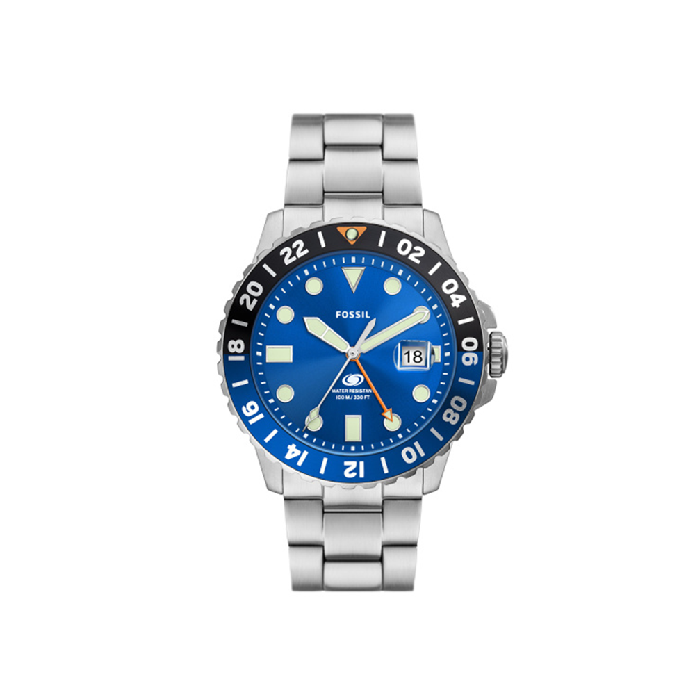 Fossil Blue GMT Stainless Steel Watch