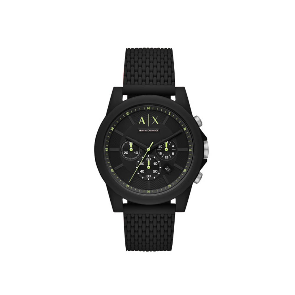 Armani Exchange Chronograph Black Silicone Watch