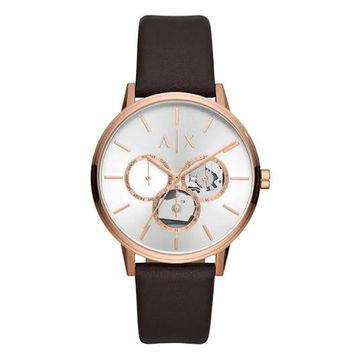 Armani Exchange Multifunction Brown Leather Watch