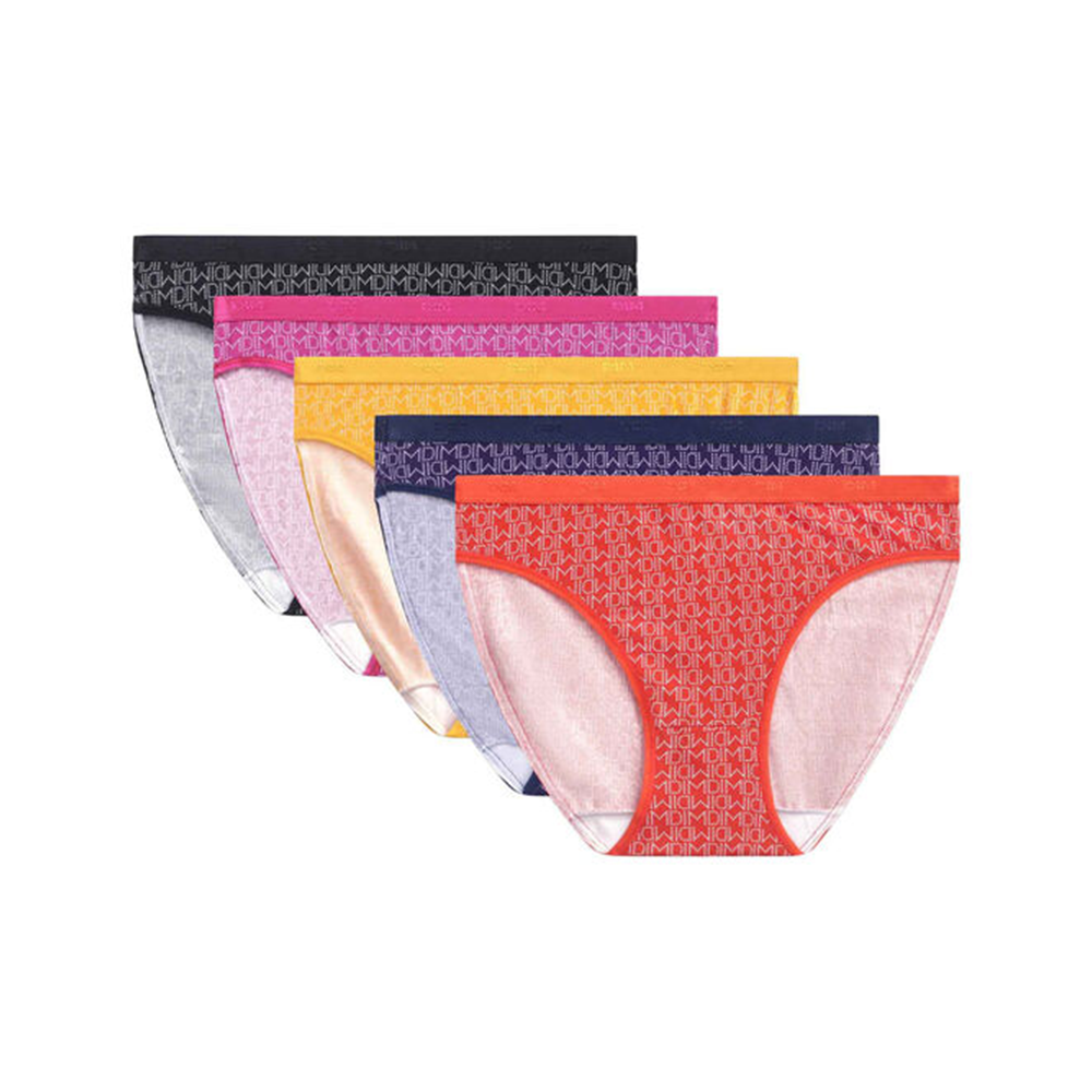 Dim Pockets Pack Of 5 Women'S Briefs In Multicoloured Stretch Cotton Logomania