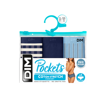 Dim Les Pockets Pack Of 3 Panties Stripes Patterns In Blue