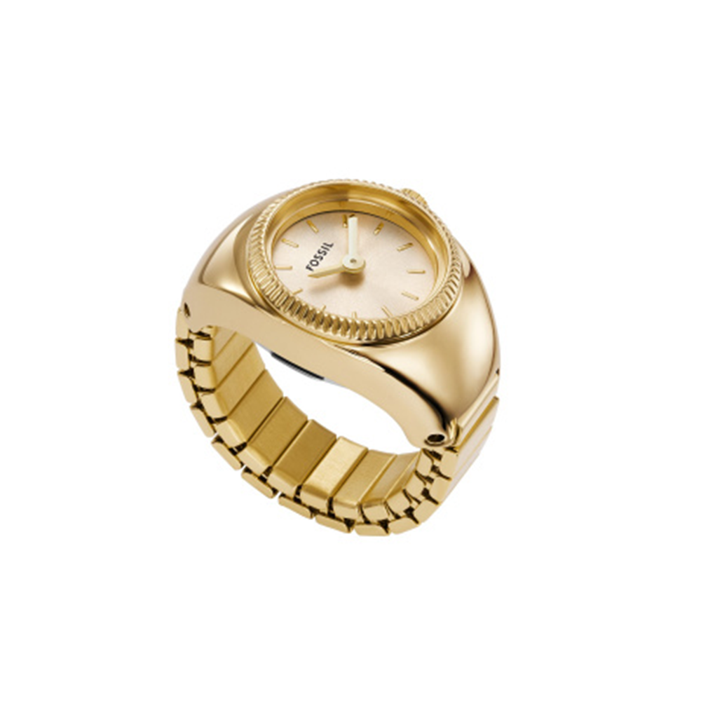 Fossil Watch Ring Two-Hand Gold-Tone Stainless Steel