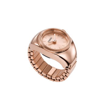 Fossil Watch Ring Two-Hand Rose Gold-Tone Stainless Steel