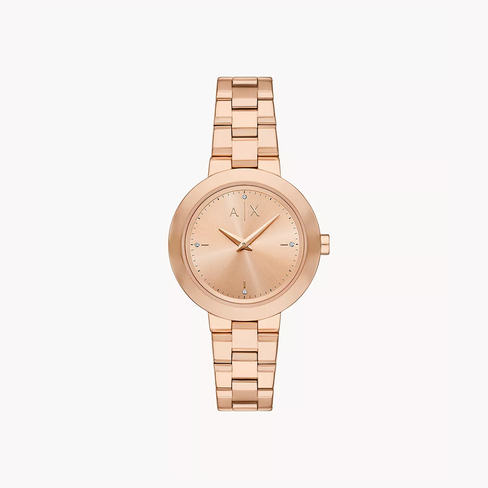 Armani Exchange Two-Hand Rose Gold-Tone Stainless Steel Watch AX5177