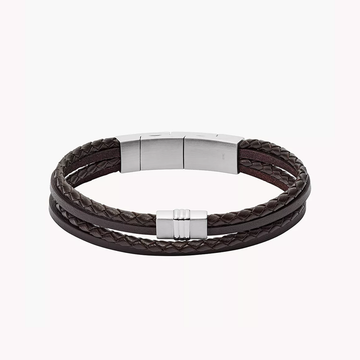 Fossil Brown Multi-Strand Braided Leather Bracelet