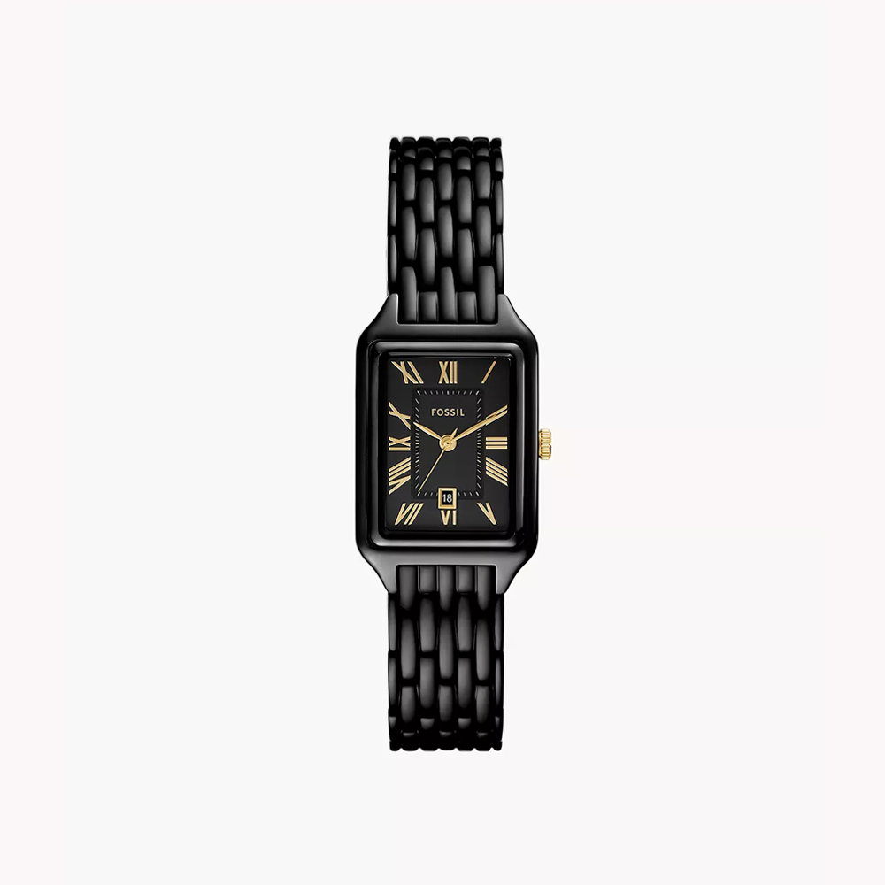 Fossil Raquel Three-Hand Date Black Stainless Steel Watch