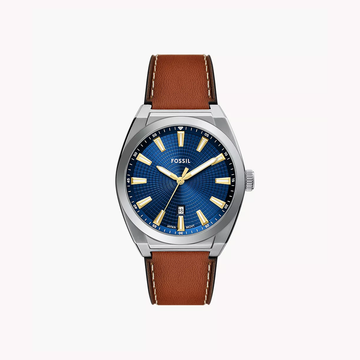 Fossil Everett Three-Hand Date Brown Leather Watch
