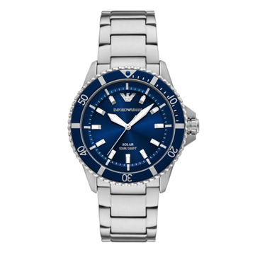 Emporio Armani World Explorer Solar-Powered Three-Hand Stainless Steel Watch AR11697