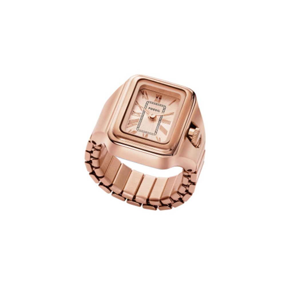 Fossil Raquel Watch Ring Two-Hand Rose Gold-Tone Stainless Steel ES5345