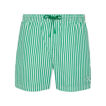 Calvin Klein Monogram Medium Drawstring Swim Shorts Penny Stripe/Mardi Gras Green