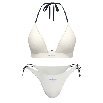 Calvin Klein Halter Triangle Swim - CK Monogram White