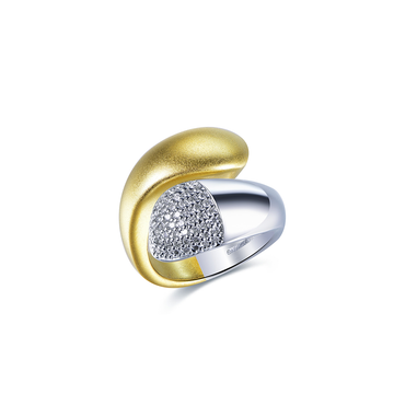Polo Exchange Ring Stainless Steel Rhodium With Gold White